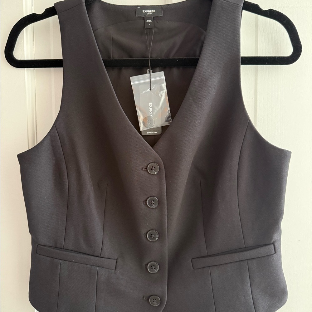 Express women’s Black Tailored Button Vest